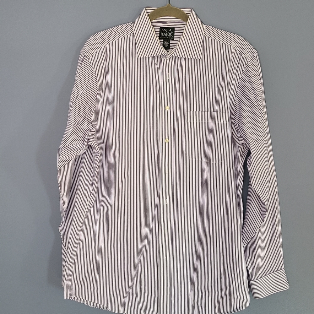 Jos. A. Bank Travelers Collection Purple Stripe Dress Shirt